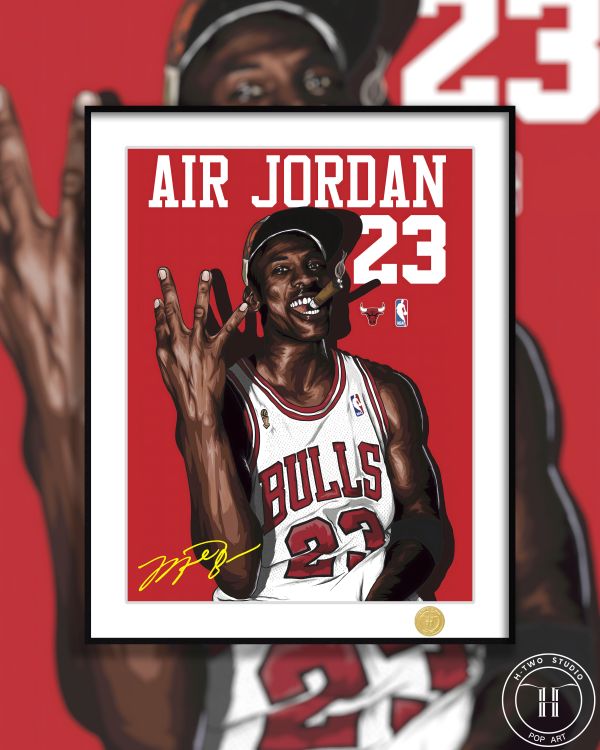 H2工作室 《邁克爾喬丹》喬幫主NBA公牛隊籃球之神裝飾畫 
