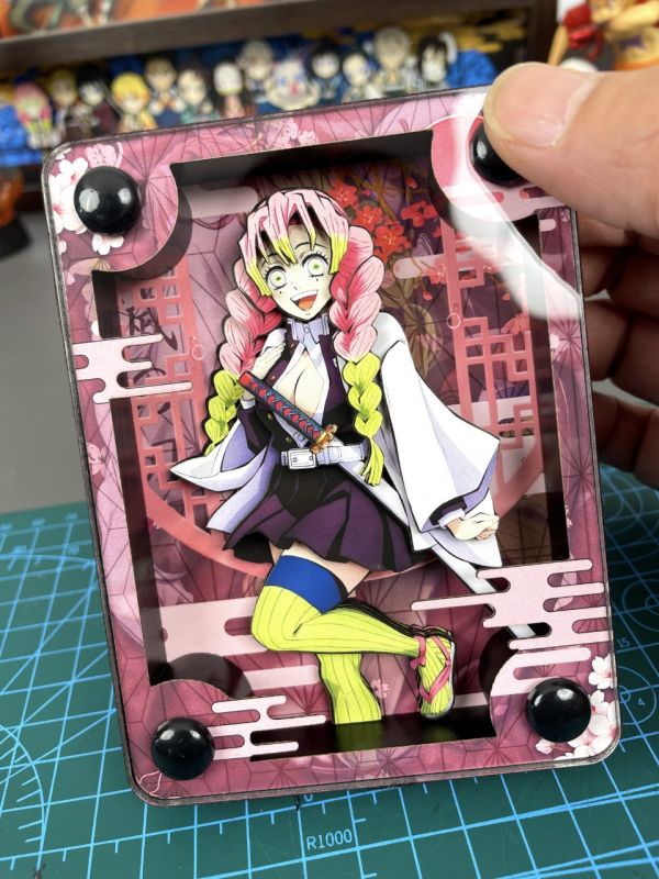 萌萌匠 鬼滅之刃甘露寺蜜璃嘴平伊之助3D立體裝飾畫方磚 