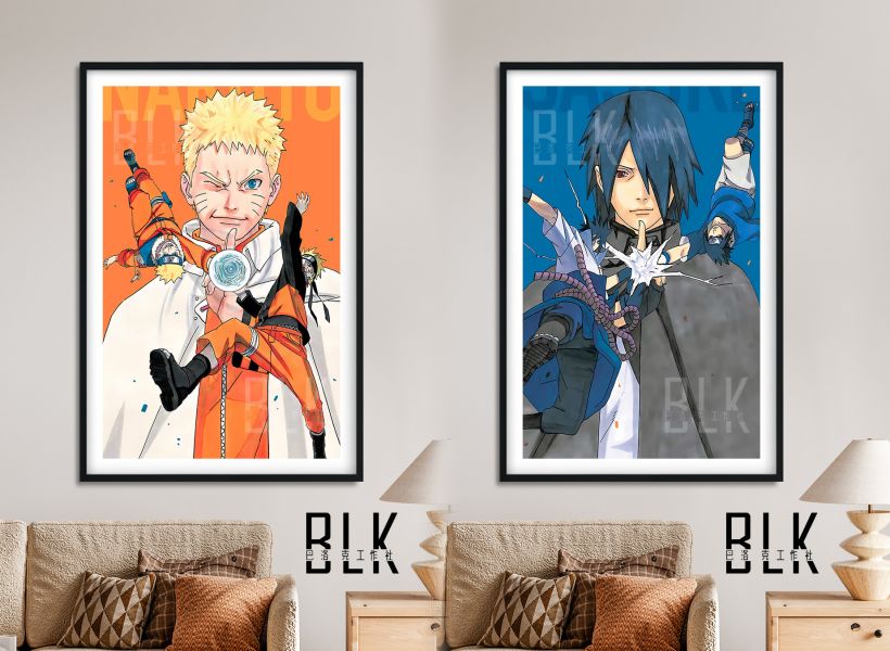 巴洛克《羈絆鳴人/佐助》宇智波火影忍者漩渦鳴人裝飾畫冰箱貼 