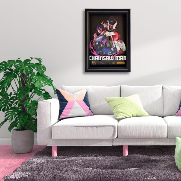 凹凸Panda 鏈鋸人蕾塞E款 手工立體掛牆畫 