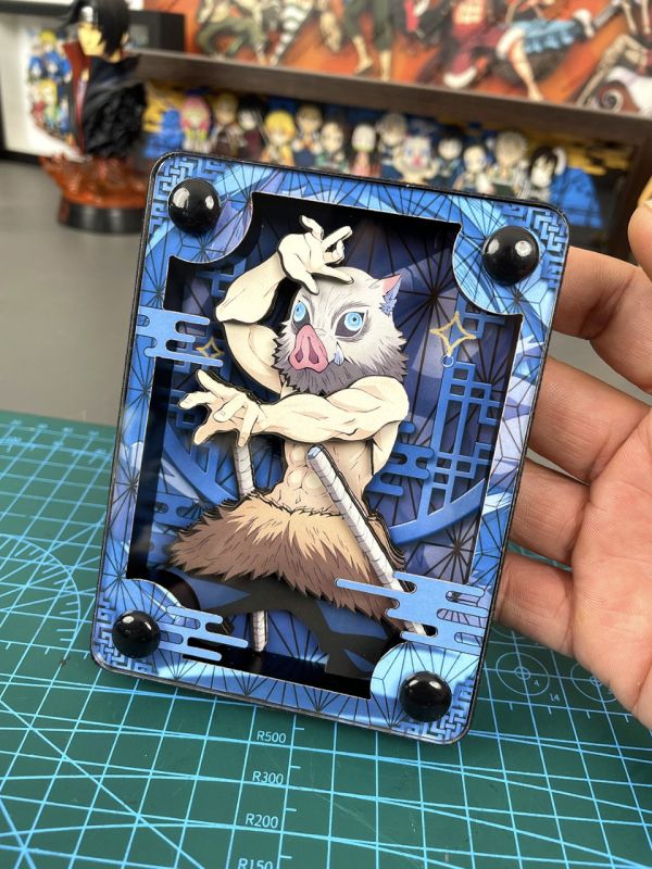 萌萌匠 鬼滅之刃甘露寺蜜璃嘴平伊之助3D立體裝飾畫方磚 