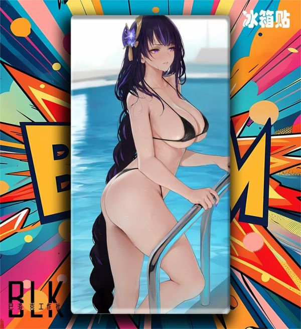 巴洛克 泳池雷電將軍原神影鳴神裝飾畫/冰箱貼 