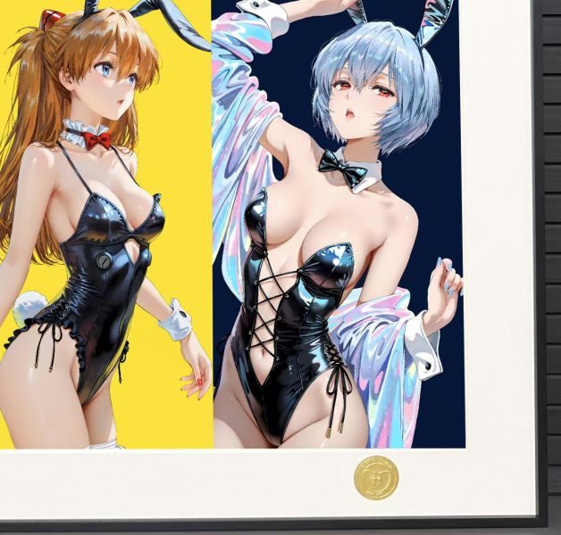 H2工作室 《兔女郎eva》新世紀福音戰士明日香綾波麗葛城美里裝飾畫 