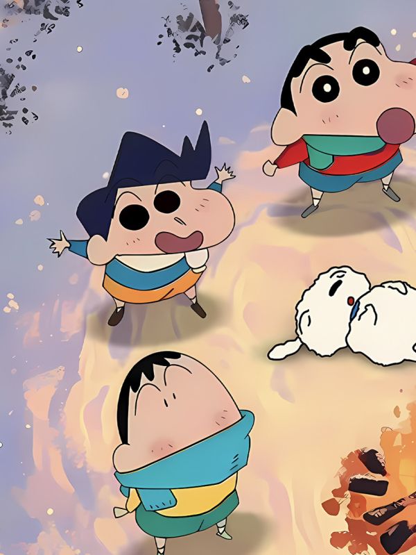 星空《篝火春日部》蠟筆小新裝飾畫 