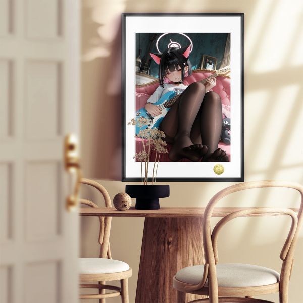 皇呱《和紗喵彈貝斯》蔚藍檔案杏山和紗樂隊的主唱裝飾畫 