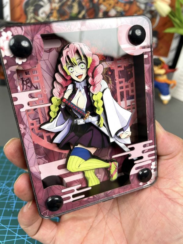 萌萌匠 鬼滅之刃甘露寺蜜璃嘴平伊之助3D立體裝飾畫方磚 