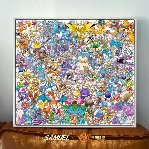 原畫師Samuel*神秘畫廊 《神奇寶貝初代小精靈大合集》收藏級帆布裝飾畫 