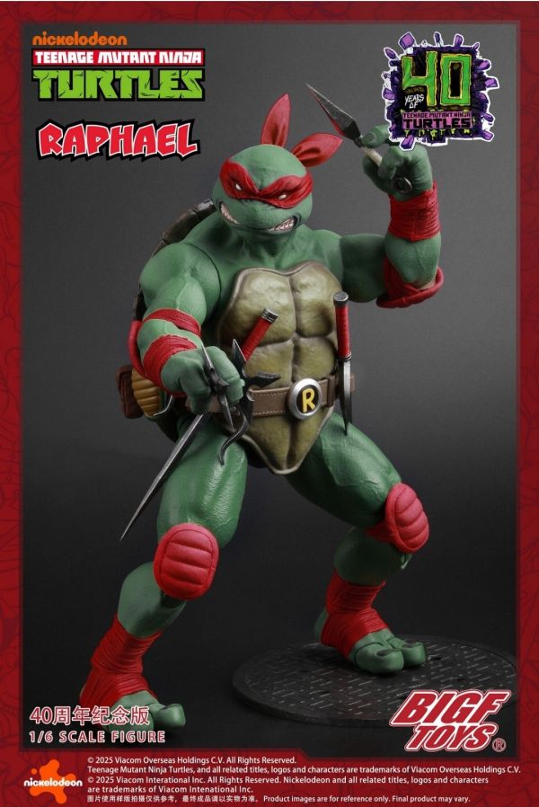 正版授權 BIGFTOYS 1/6 忍者龜 拉斐爾 40週年紀念款 