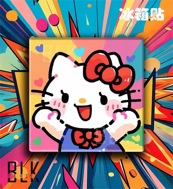 巴洛克 愛心kitty哈嘍hello凱蒂貓裝飾畫/冰箱貼 