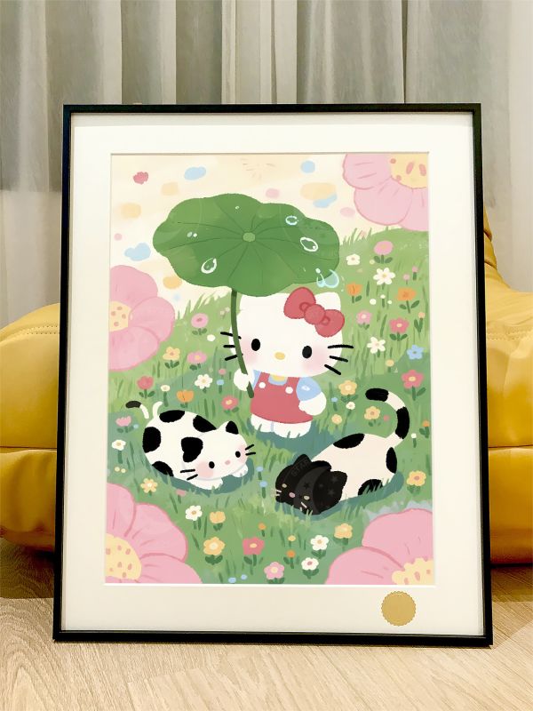 星空《奶牛Kitty貓》Hello Kitty凱蒂貓吉蒂貓裝飾畫 