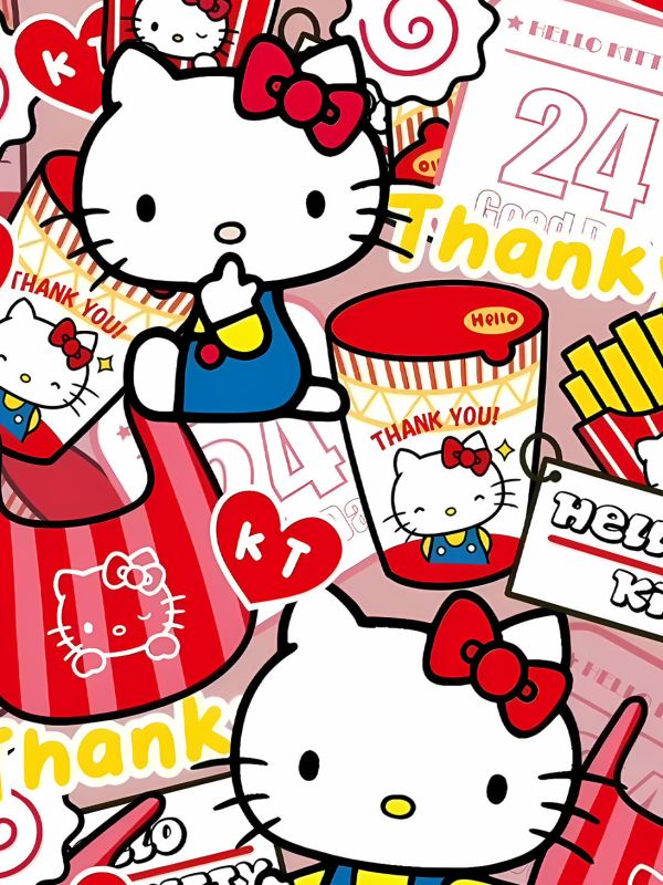 星空《紅色kitty》hello 凱蒂貓吉蒂貓裝飾畫 