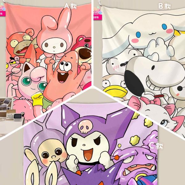 阿喵畫社 三麗鷗美樂蒂玉桂狗庫洛米三聯組合裝飾畫 