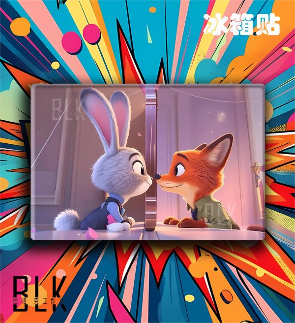 巴洛克《兔兔狸狸》瘋狂動物城Zootopia2裝飾畫冰箱貼 