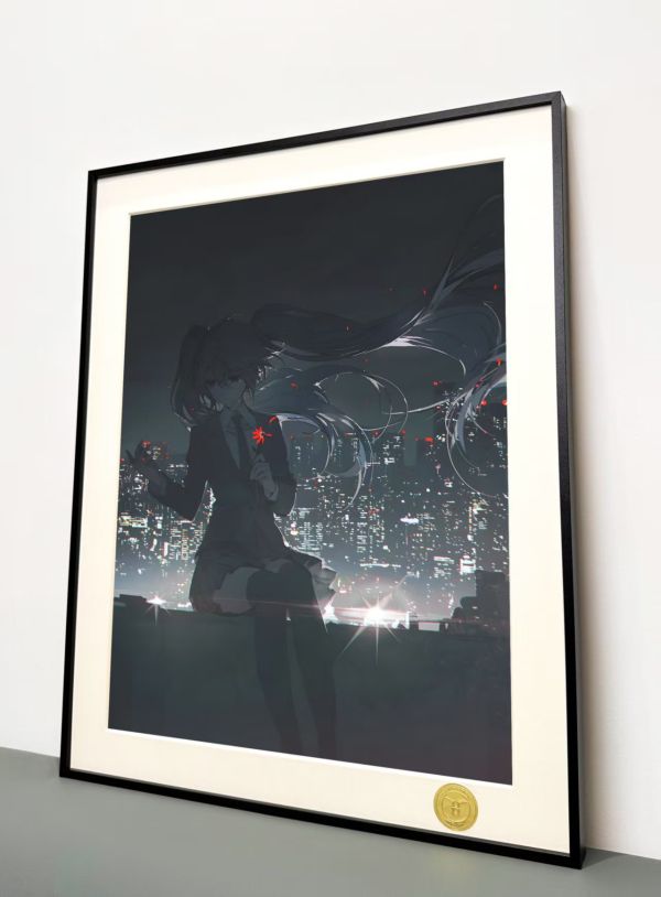 H2工作室 《初音落淚》miku大蔥公主殿下動漫二次元裝飾畫 