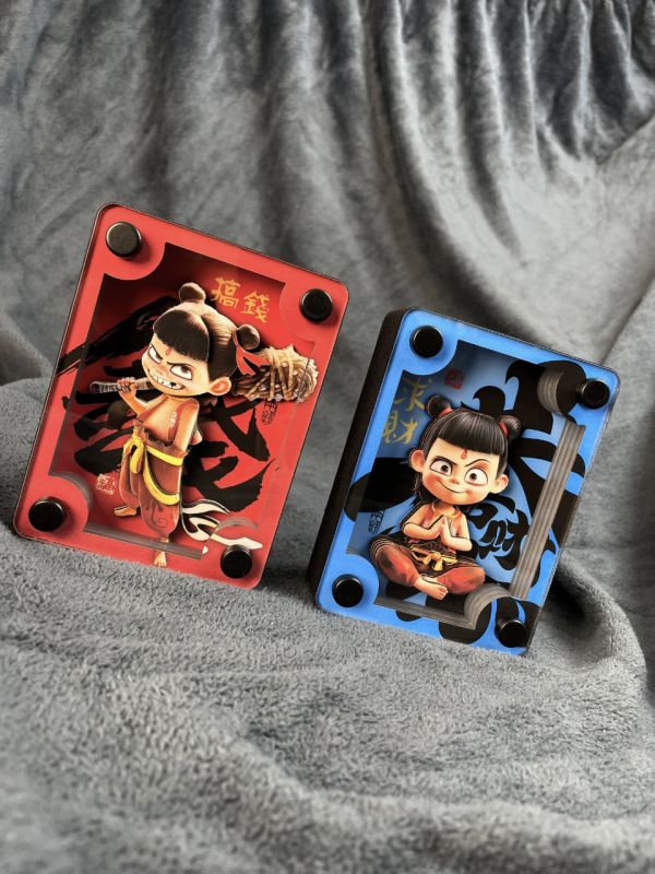 萌萌匠 卡通魔丸哪吒周邊立體卡磚裝飾擺臺 