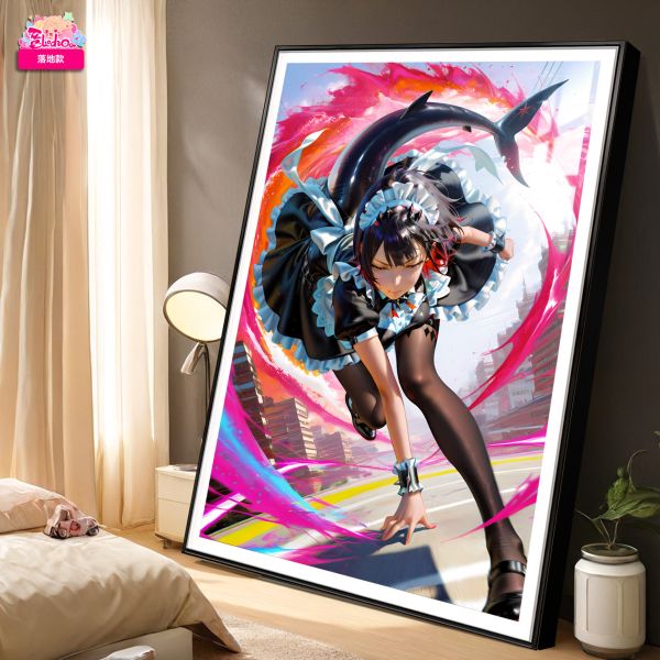 阿喵畫社 戰鬥姿態 鯊魚妹裝飾畫 