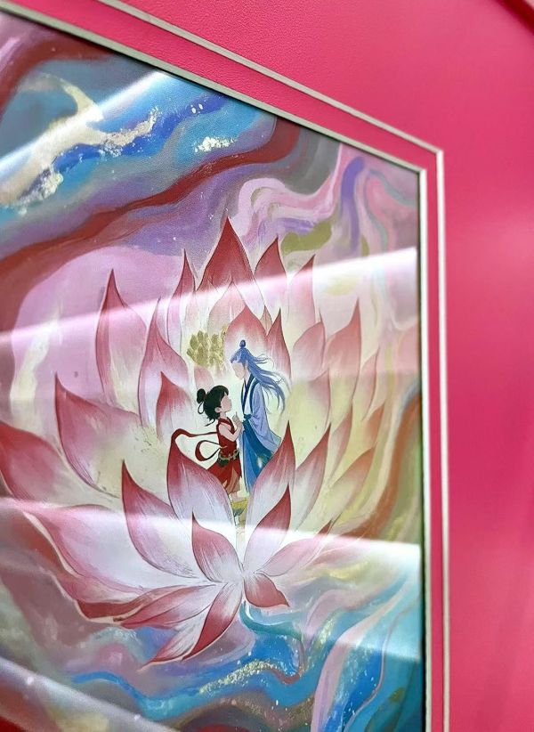 千鳥社 《藕餅藝術畫》哪吒之魔童鬧海敖丙靈珠魔丸三太子藝術裝飾畫擺臺 