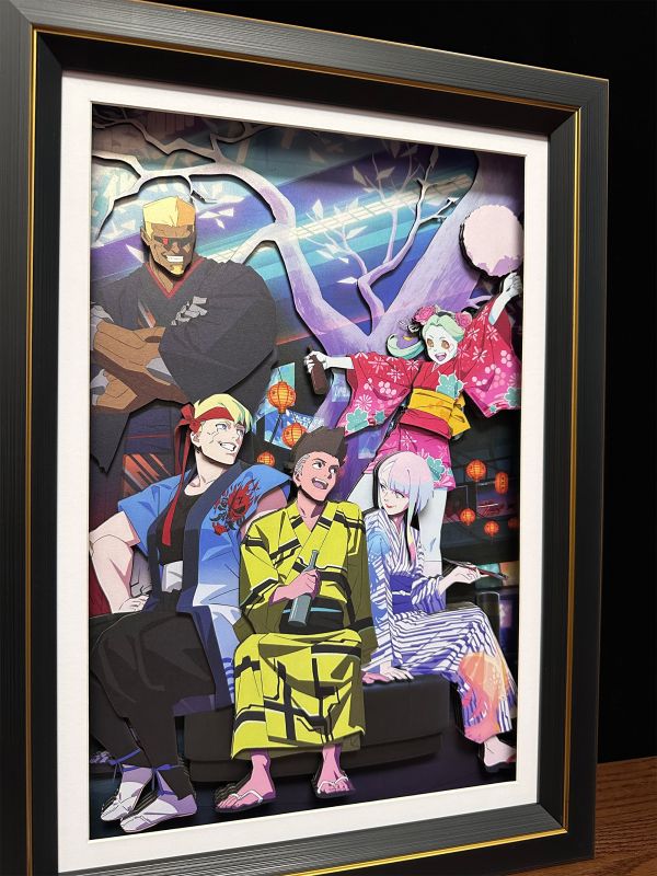 凹凸PANDA 賽博朋克邊緣行者Cyberpunk櫻花節3D手工紙藝立體畫 