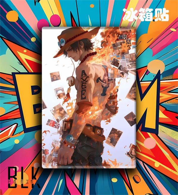 巴洛克 艾斯海賊王火拳裝飾畫/冰箱貼 