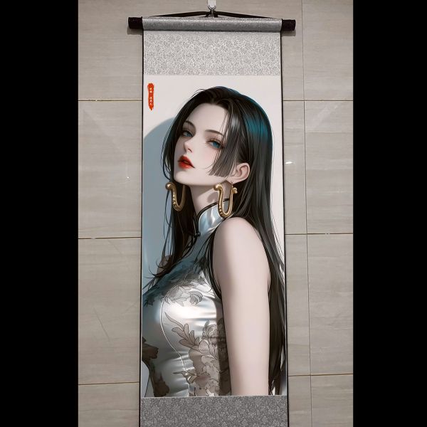 阿喵畫社 旗袍女帝卷軸畫 