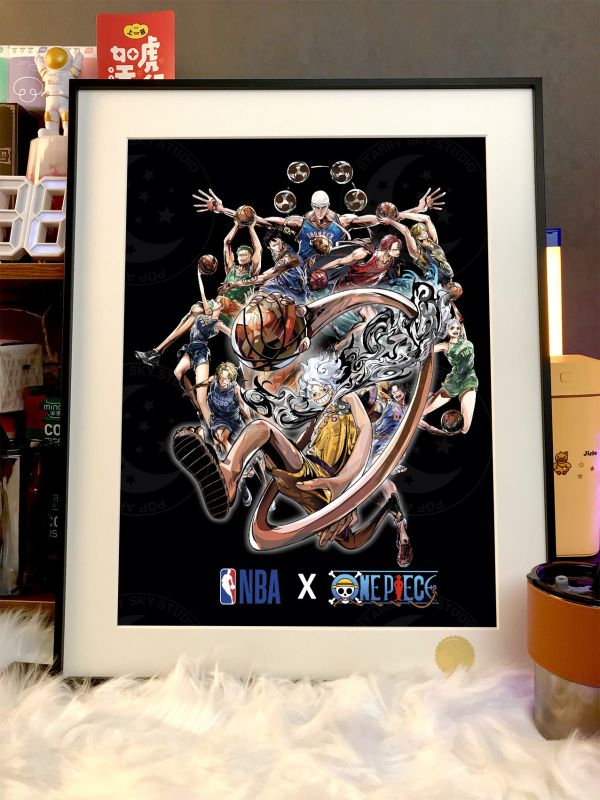 星空《OP X NBA》海賊王尼卡魯夫湖人隊紅髮索隆裝飾畫 