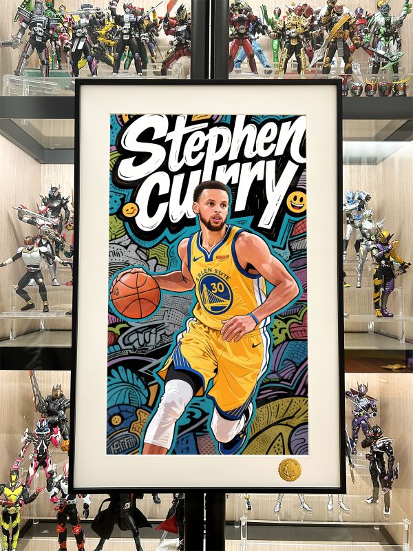 星空《塗鴉庫裏》斯蒂芬·庫裏curry萌神三分王nba金州勇士裝飾畫 