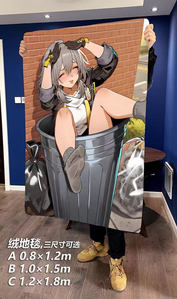 千鳥社 崩壞星穹鐵道星Stelle垃圾桶之王午睡毯地毯裝飾畫 