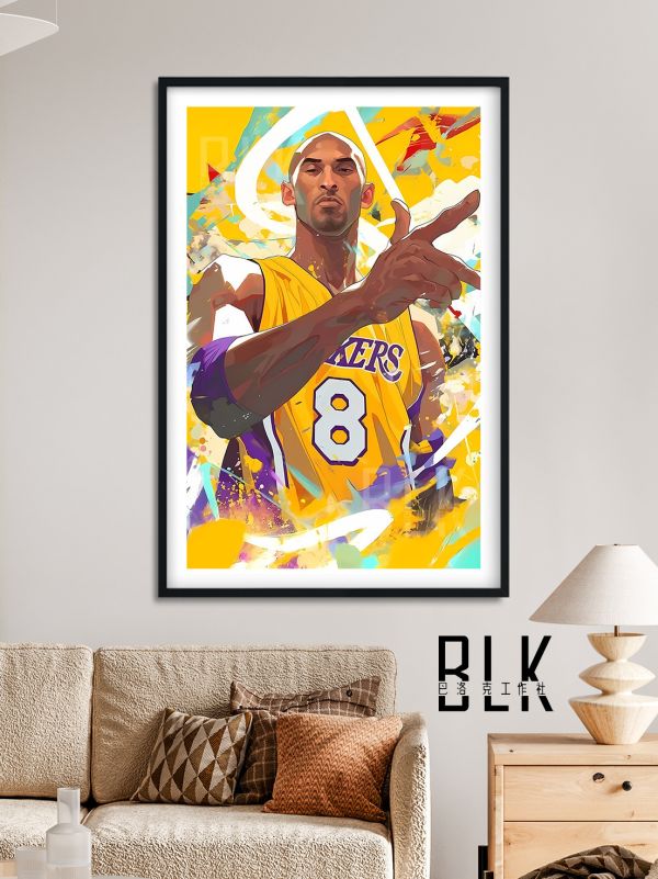 巴洛克《塗鴉科比》obe NBA洛杉磯湖人隊裝飾畫冰箱貼 