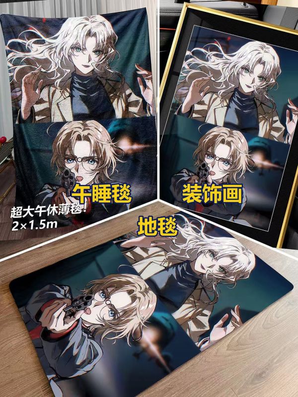 千鳥社 《貝爾摩德和茱蒂》名偵探柯南二次元午睡毯地毯裝飾畫 