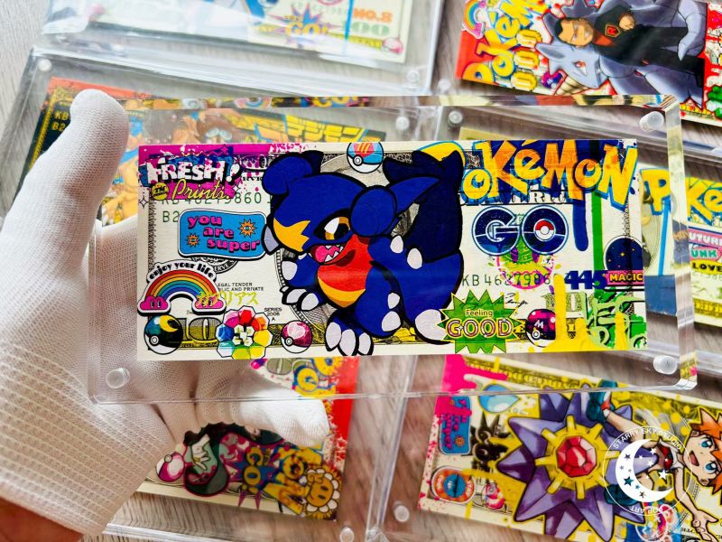 星空-《寶可夢巨金怪美金版畫磚》暴飛龍烈咬陸鯊神奇寶貝 