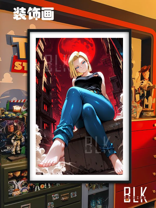 巴洛克《月下18號》拉姿麗lazuli七龍珠人造人裝飾畫冰箱貼 