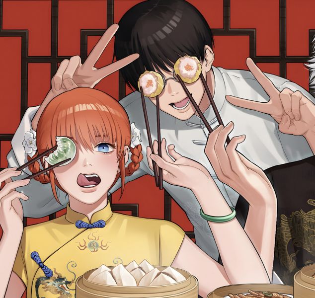 H2工作室《銀魂三人組》萬事屋阪田銀時新八神樂裝飾畫 