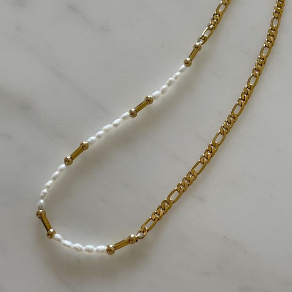 Golden Pearl Necklace 拼接珍珠 