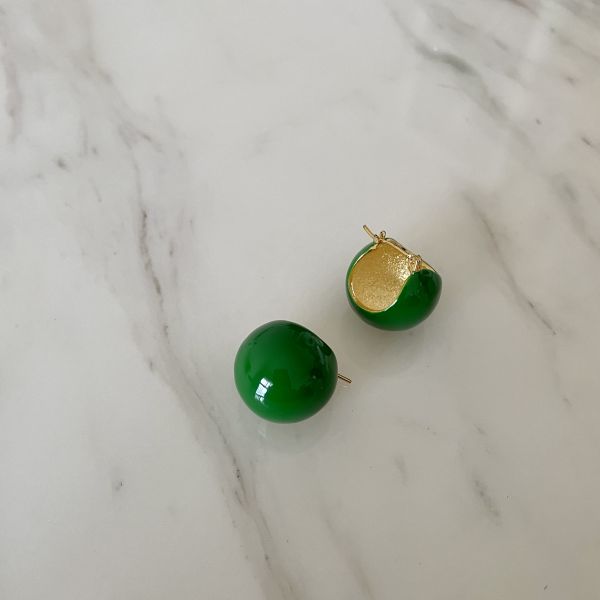 Greenie Ball Earring 黛綠圈圈 