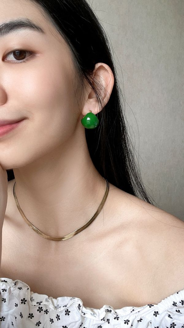 Greenie Ball Earring 黛綠圈圈 