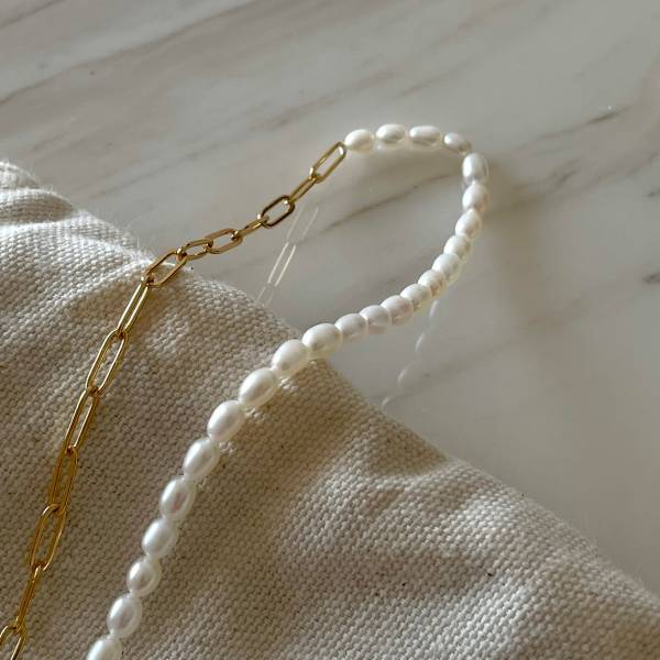 T-Lock Pearl Necklace 鎖鍊珍珠 