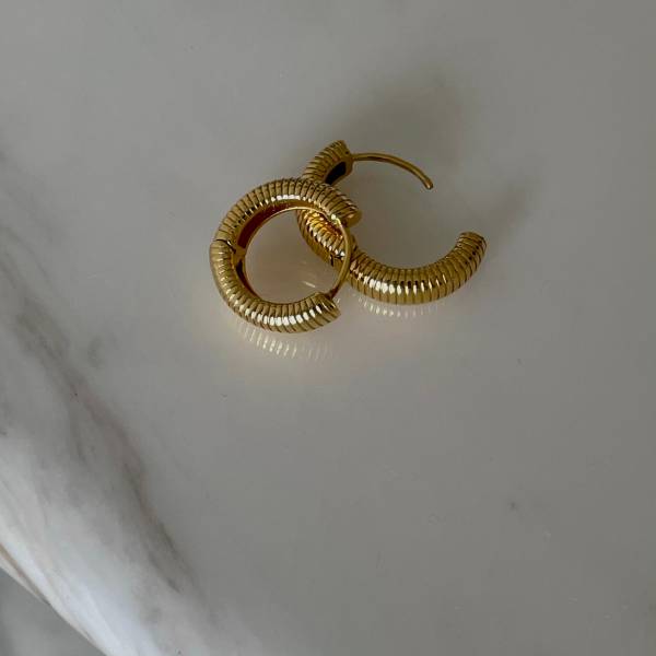 Havana Hoop Earrings 竹節圈圈 百搭耳環,18k