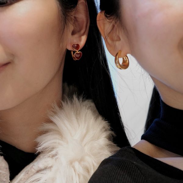 Velvet Heart Earrings 紅心圈圈 