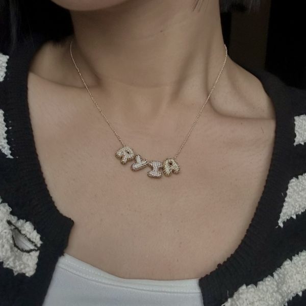 Shimmer Bubble Letter Necklace 泡泡字母項鍊 