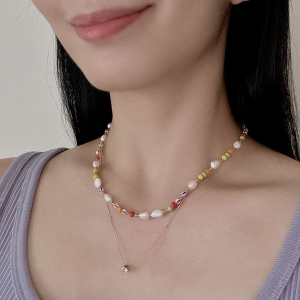 Rainbow Bead Necklace 彩虹米粒 