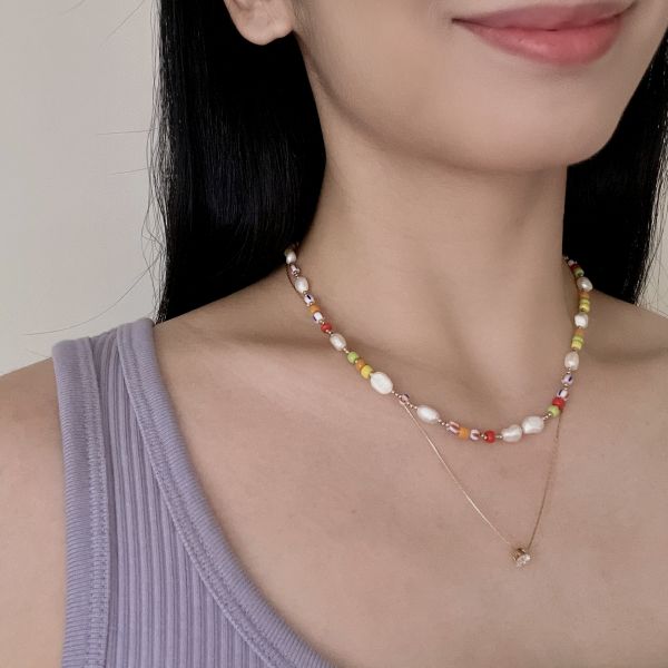 Rainbow Bead Necklace 彩虹米粒 