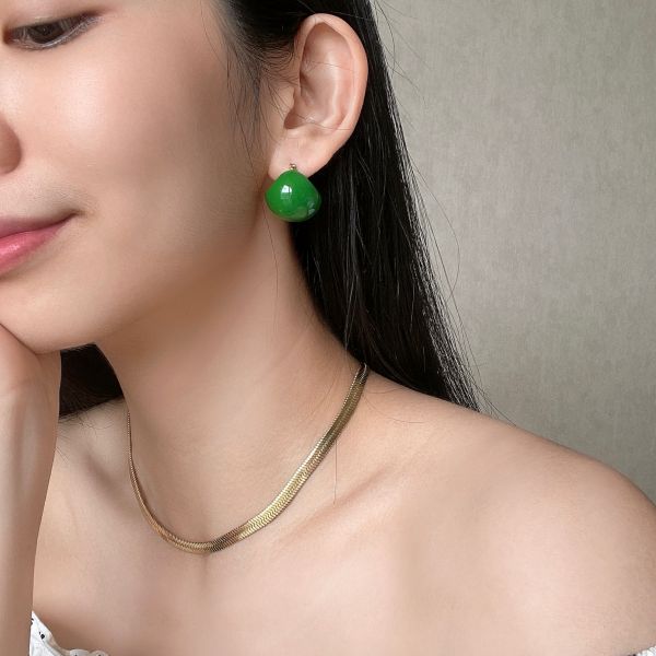 Greenie Ball Earring 黛綠圈圈 