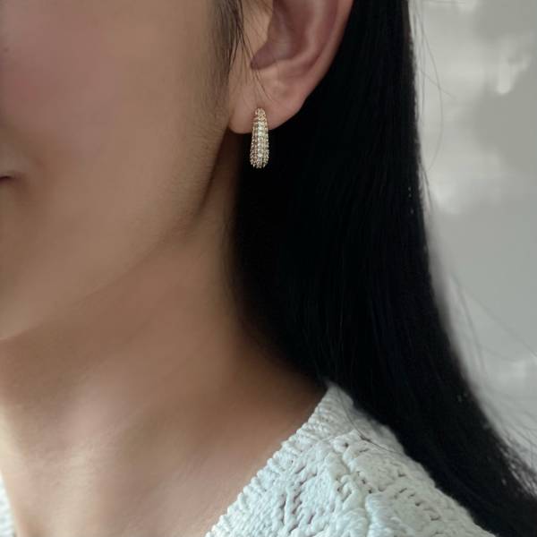 Sparkling Earrings 半月星鑽 耳環,配件,18k鍍金,925純銀,滿鑽