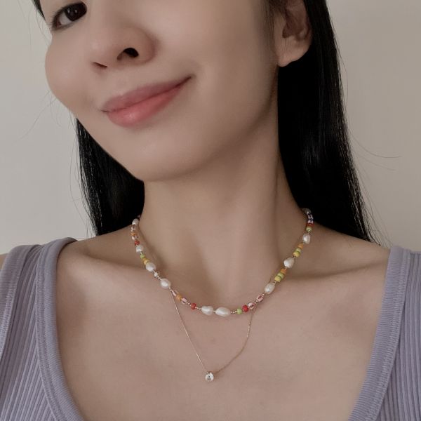 Rainbow Bead Necklace 彩虹米粒 