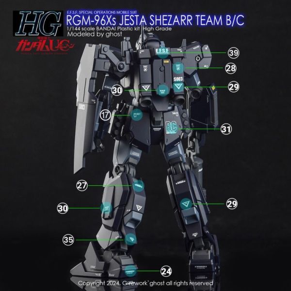 炎水貼 HG 1/144 RGM-96Xs 傑斯塔/B&C班裝備(席扎爾隊) 螢光 專用水貼 CGHG118 炎水貼 HG 1/144 RGM-96Xs 傑斯塔/B&C班裝備(席扎爾隊) 螢光 專用水貼 CGHG118