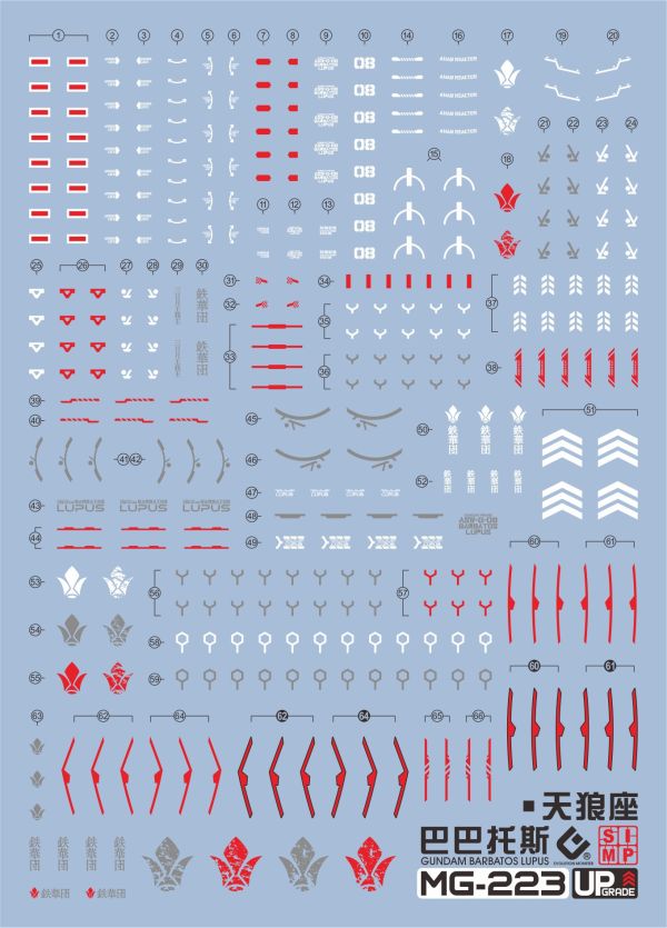 EVO水貼 MG 獵魔鋼彈 天狼形 鋼彈 鐵血的孤兒 螢光 專用水貼 EM223 12月初 EVO水貼 MG 獵魔鋼彈 天狼形 鋼彈 鐵血的孤兒 螢光 專用水貼 EM223