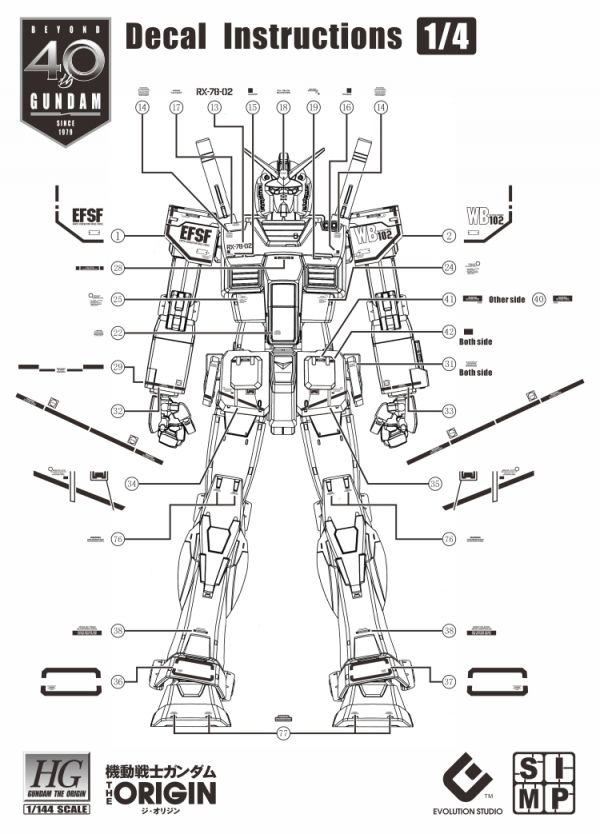 EVO水貼  HG GTO RX78 初鋼 鋼彈   專用水貼 EHGTO78 EVO水貼 螢光 HG GTO RX78 初鋼 鋼彈   專用水貼 EHGTO78