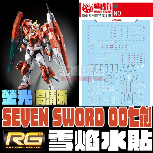 雪焰水貼 RG 00 七劍 模擬實驗型 螢光 高清晰 專用水貼 SRG09 雪焰水貼 RG 00 七劍 模擬實驗型 螢光 高清晰 專用水貼 SRG19