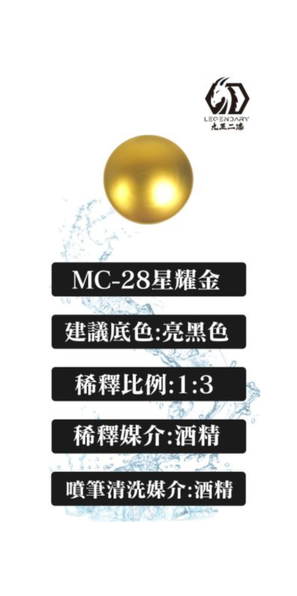 九五二漆 水性金屬漆 MC-28星耀金 20ML 九五二漆 水性金屬漆 MC-28星耀金 20ML