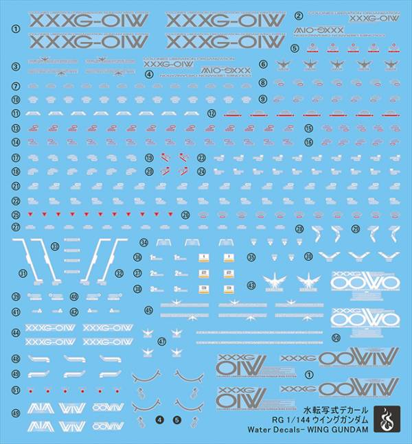 炎水貼 RG 飛翼鋼彈 TV版 WING GUNDAM 螢光 專用水貼 CGRG10 